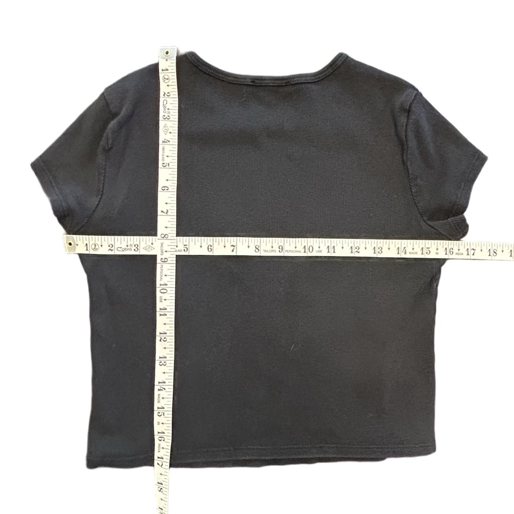 SOLD ****Reformation simple plain black short sleeve ribbed cropped top M - Picture 7 of 10
